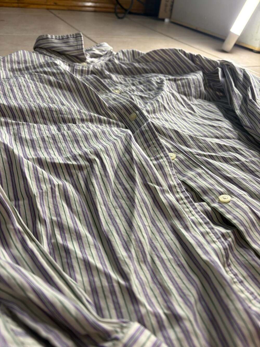 Lauren Ralph Lauren xl purple and green striped long sleeve button up shirt casu